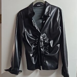 Chic Black Faux Leather Top